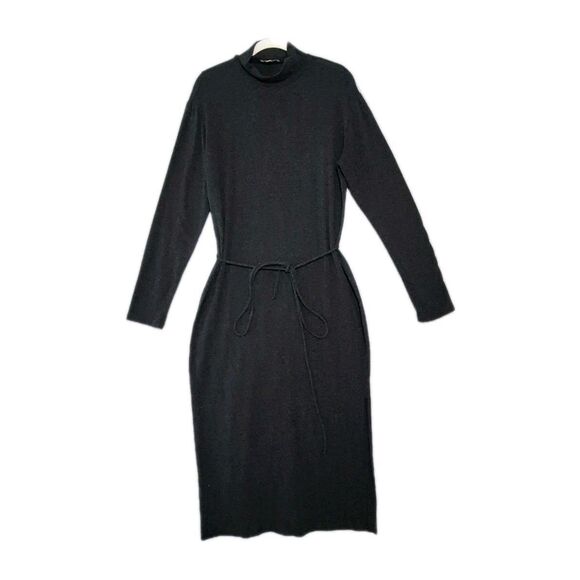 Vince Women's Heather Charcoal Turtleneck Cotton Blend Sweater Dress Large - Picture 1 of 6